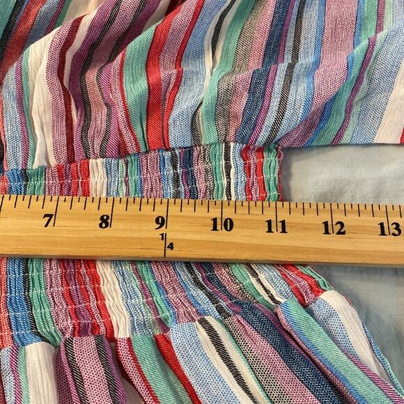 Hyped Unicorn Pastel Striped Boho V-Neck Ruffle Dress Size Small - Picture 5 of 7